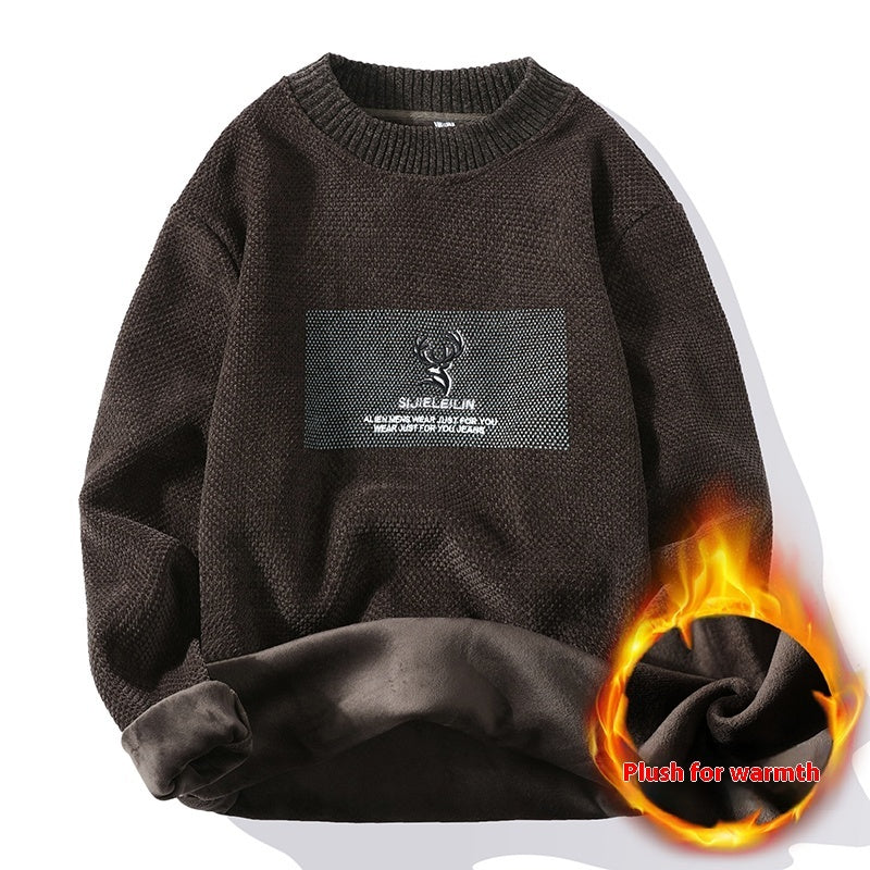 Mens Super Soft Fleece-lined Knitted Sweater