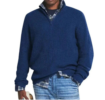 Men's Business Casual Loose Zip Stand Collar Sweater