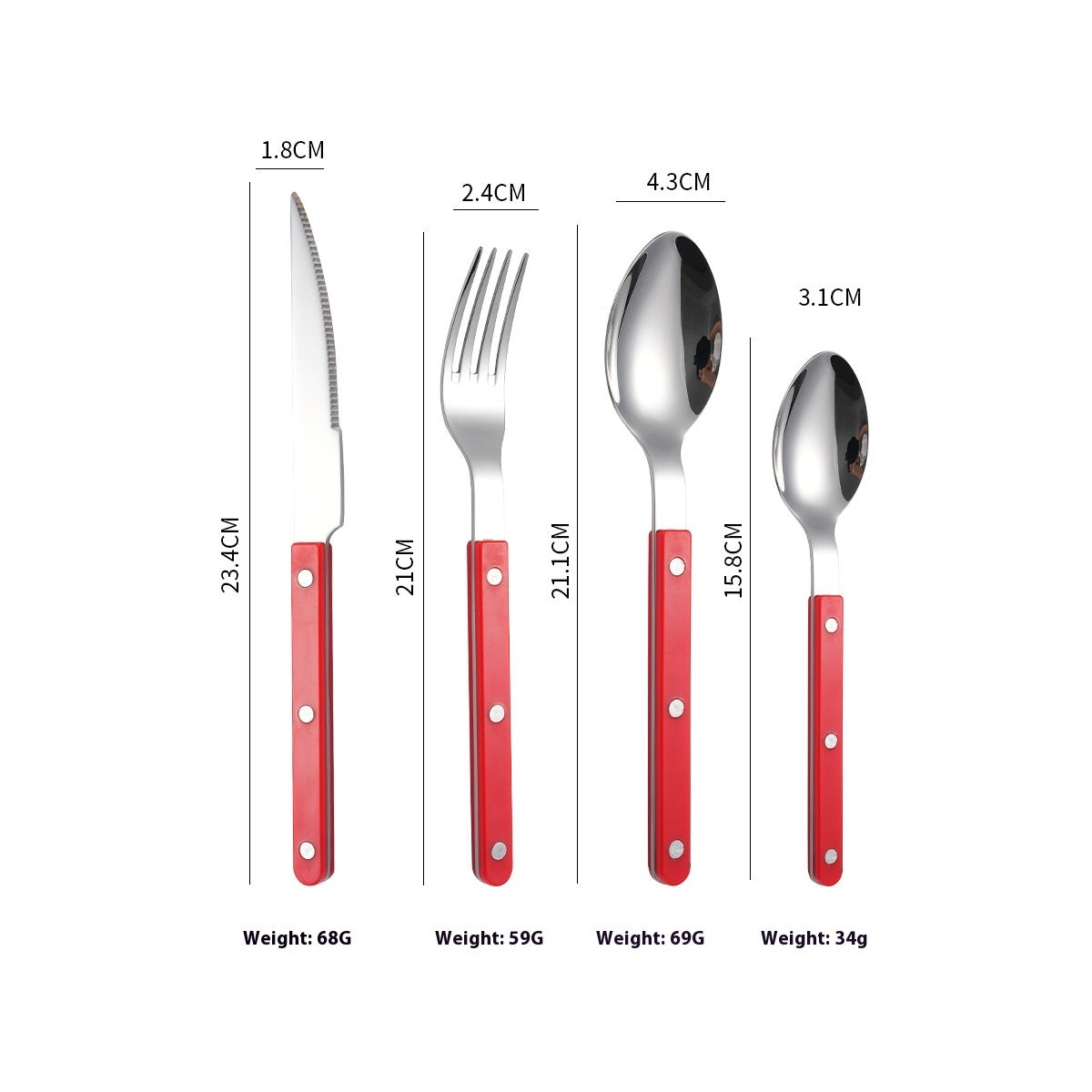 304 Stainless Steel Knife, Fork And Spoon French Rivet Tableware Clip Handle Hotel Western Dinner Set