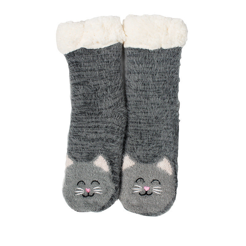 Room Socks Sleep Mink-like Fleece-lined