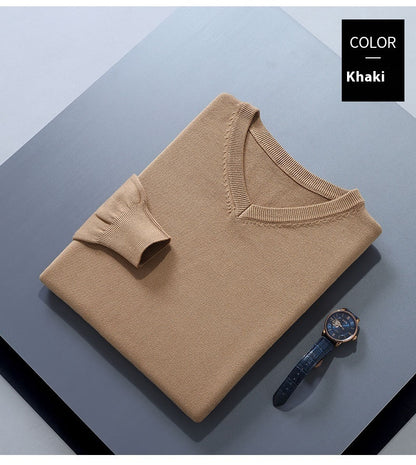 Sweater Men's V-neck Loose Solid Color Knitted Bottoming Shirt