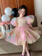 Girls Princess Mesh Puff Sleeve Dress