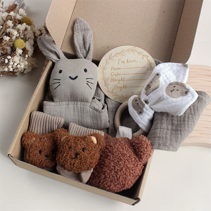 Gift Box Newborn Bite Ring Hair Band Set