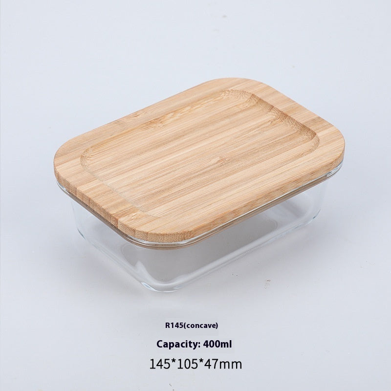 Bamboo Wood Lid Glass Lunch Box