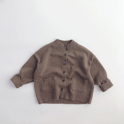 Children's Knitted Stand-up Collar Cardigan Top