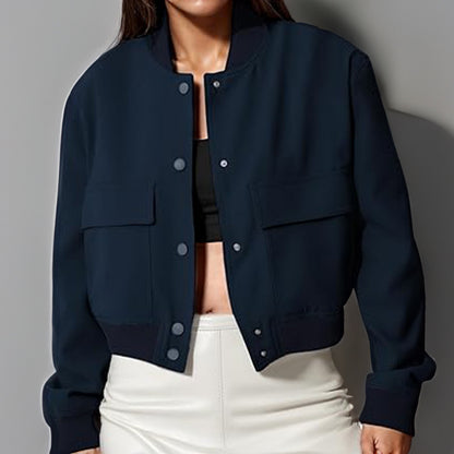 Womens Button Stand-collar Jacket