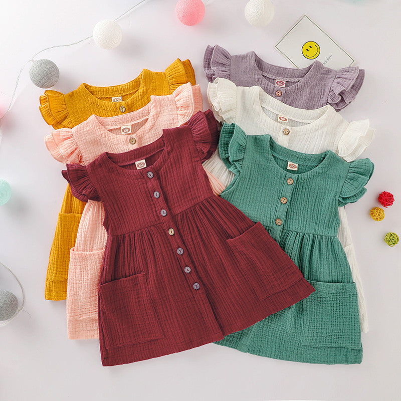 Girls short sleeve cotton dress