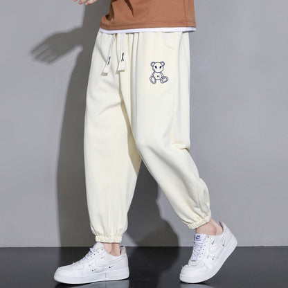 Mens Cropped Casual Loose Long Pants