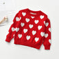 Heart Round Neck Long Sleeve Children's Sweater