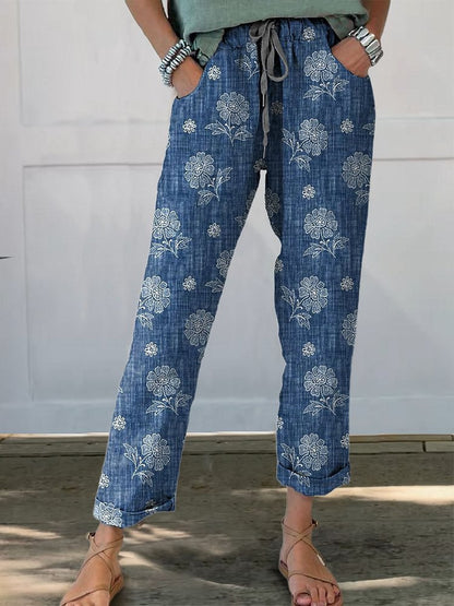 Linglong Linen Drawstring Leisure Trousers