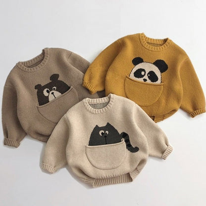 Cartoon Baby Soft Glutinous Sweater Cute Big Pocket