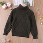 Childrens Checked Turtleneck Sweater With Long Sleeves