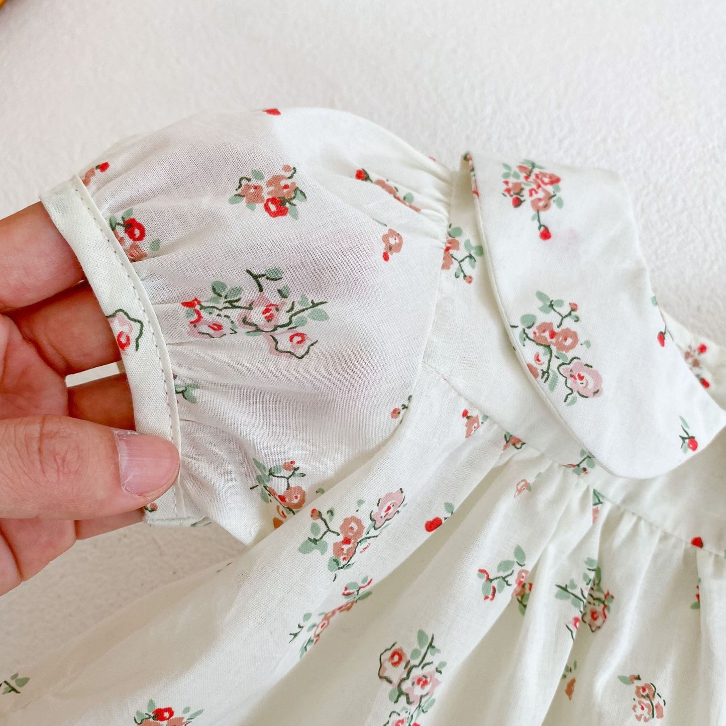 Baby Doll Collar Short Sleeve Floral Top And Bread Pants