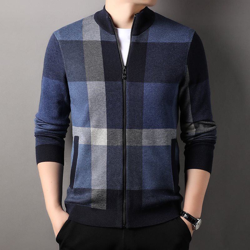 Mens Striped Knitted Cardigan