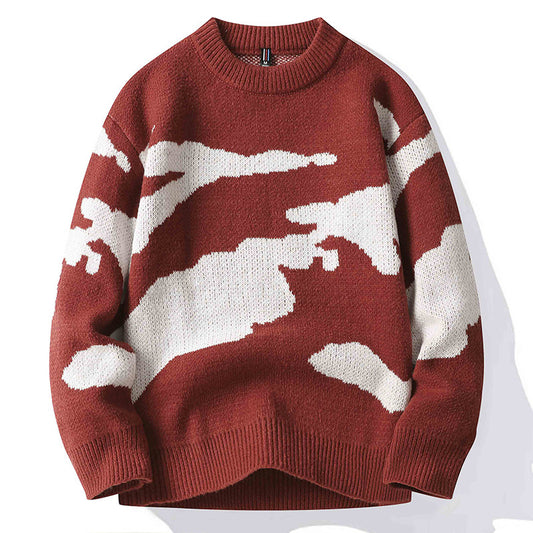 Loose knitted printed sweaters