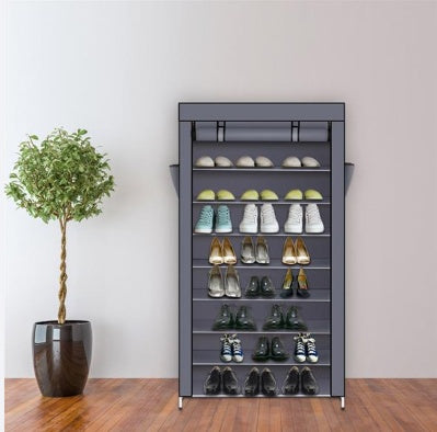 Non Woven Shoe Cabinet With 10 Layers Widened - Gray