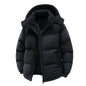 Detachable Hat Cotton-padded Coat For Couple Color Contrast Patchwork Thickened