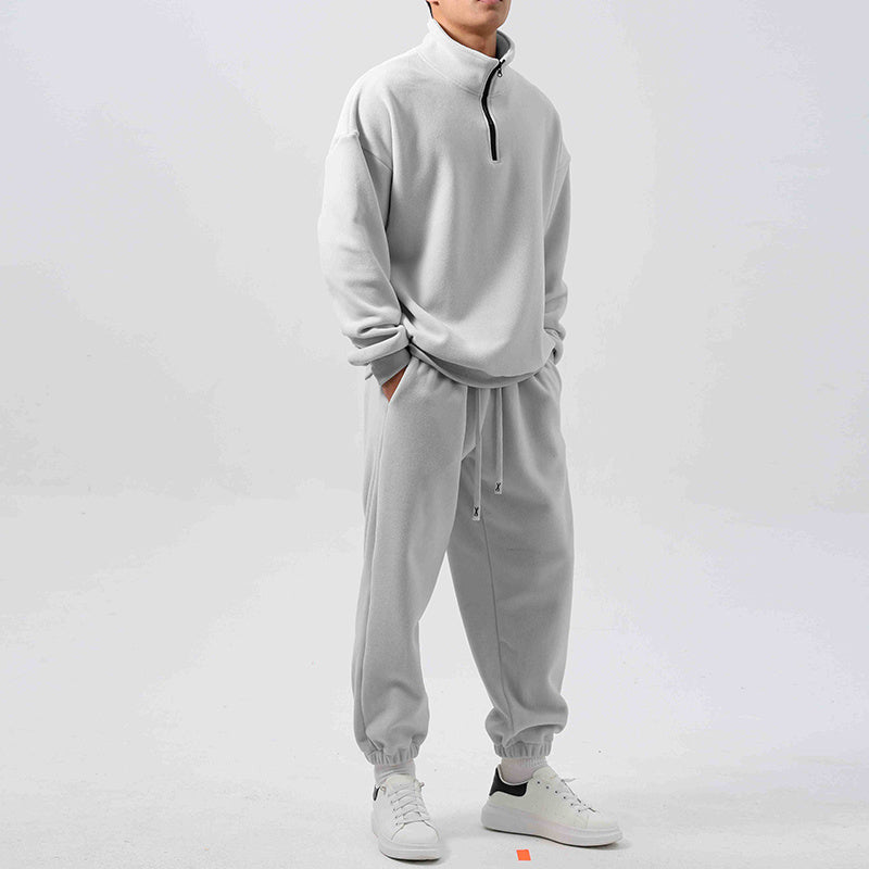 Men's Wide Fleece Long Sleeve Sweatshirt Sweatpants