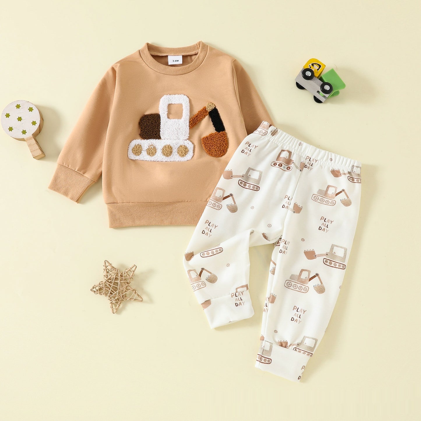 Long Sleeve Cotton Trousers Two-piece Sweater