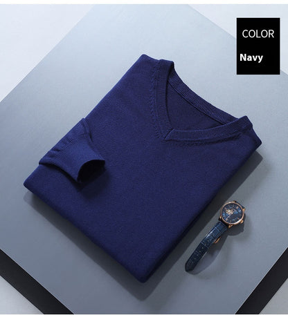 Sweater Men's V-neck Loose Solid Color Knitted Bottoming Shirt