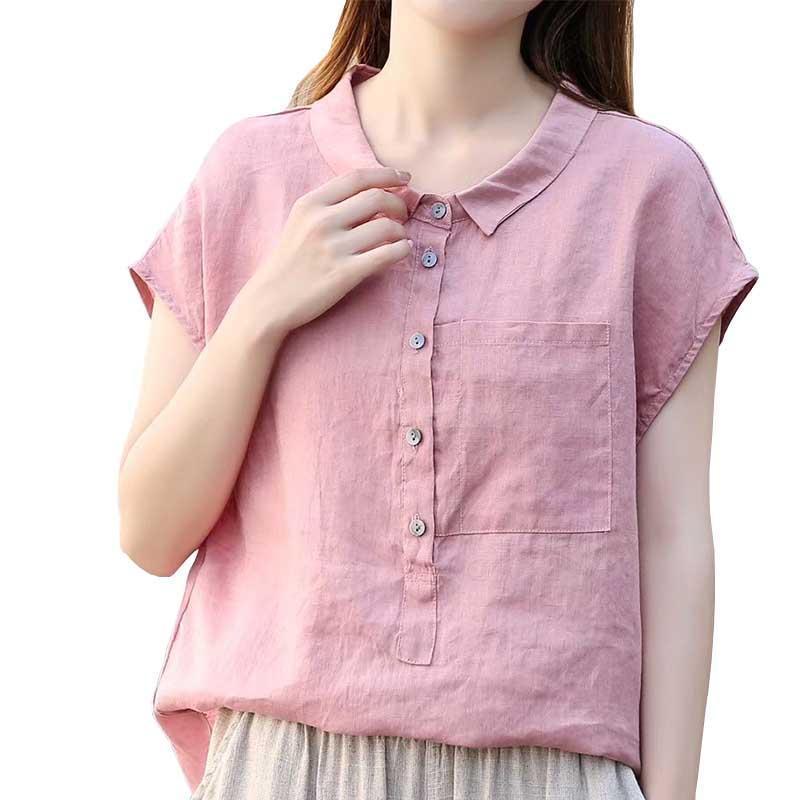 Summer New Short Sleeve Doll Collar Fashion Tops