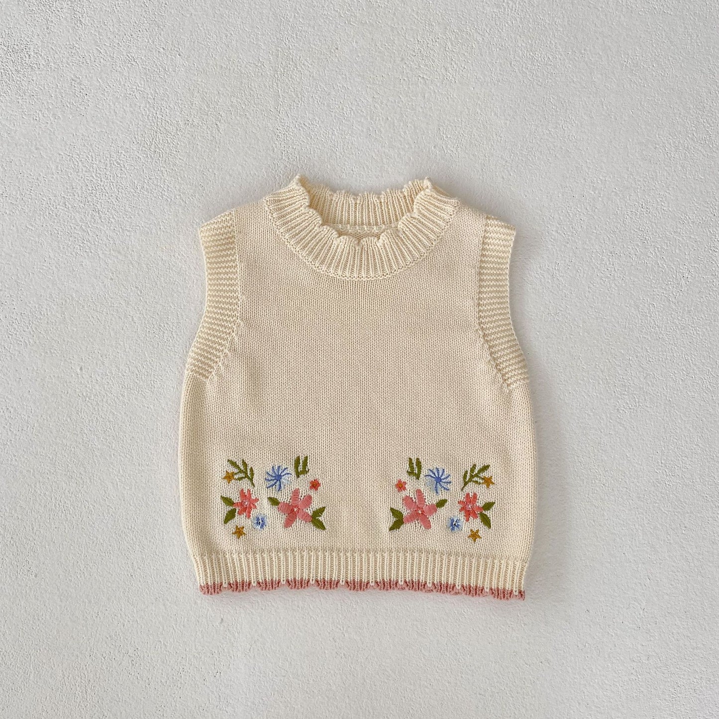 Children's Embroidered Round Neck Pullover Vest