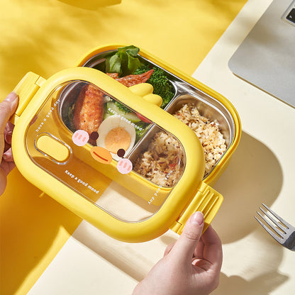 Wheat Cute Duck Stainless Steel Lunch Box Creative Compartment Thermal Box Portable