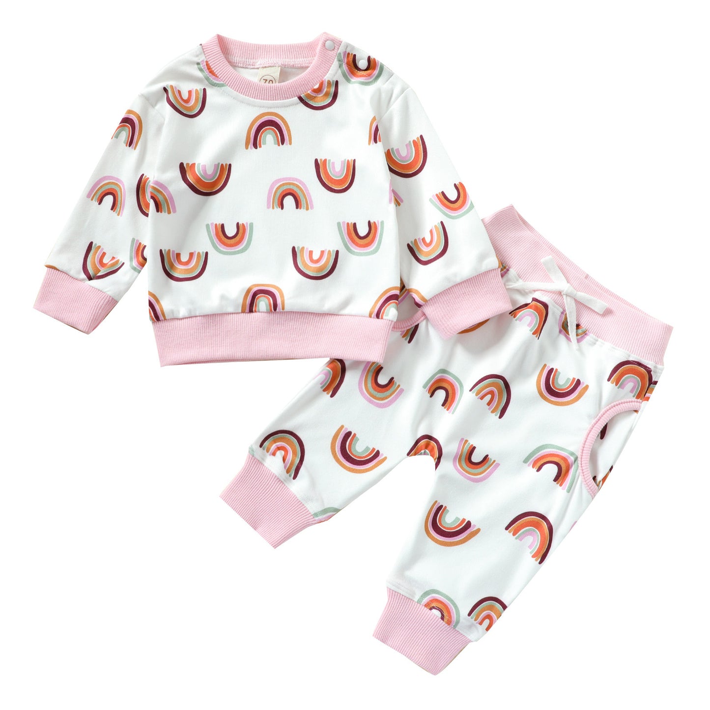 Girl Baby Rainbow Printing Pullover Sweater Set