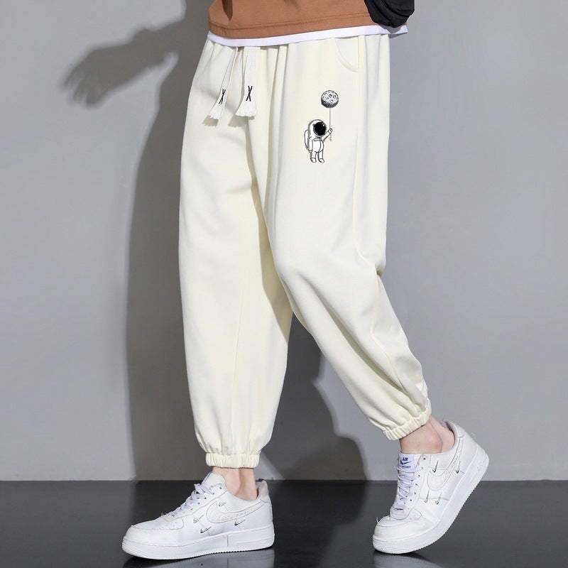 Mens Cropped Casual Loose Long Pants