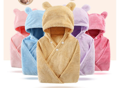 Cotton baby care hooded bath towel