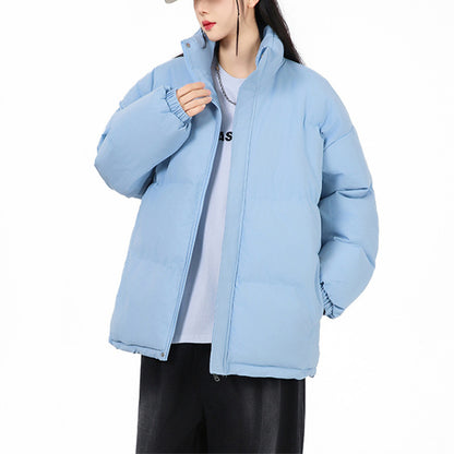 Womens Loose Stand-collar Cotton Thicken Jacket