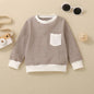 Girls' Striped Pocket Long Sleeve Sweater