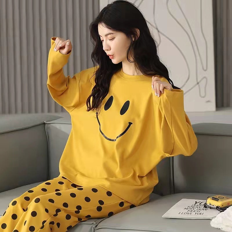 Womens Pajamas Set Cartoon Print Lounge Sets