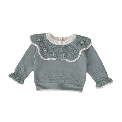 Baby Girl Toddler Handmade Ruffle Collar Pullover Sweater