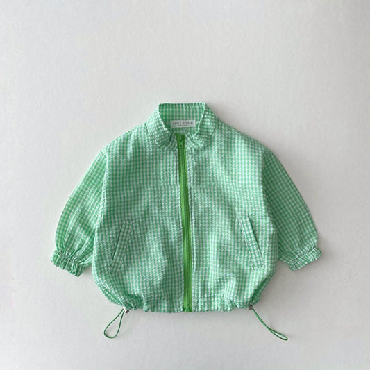 Children's Thin Plaid Sun Protection Coat