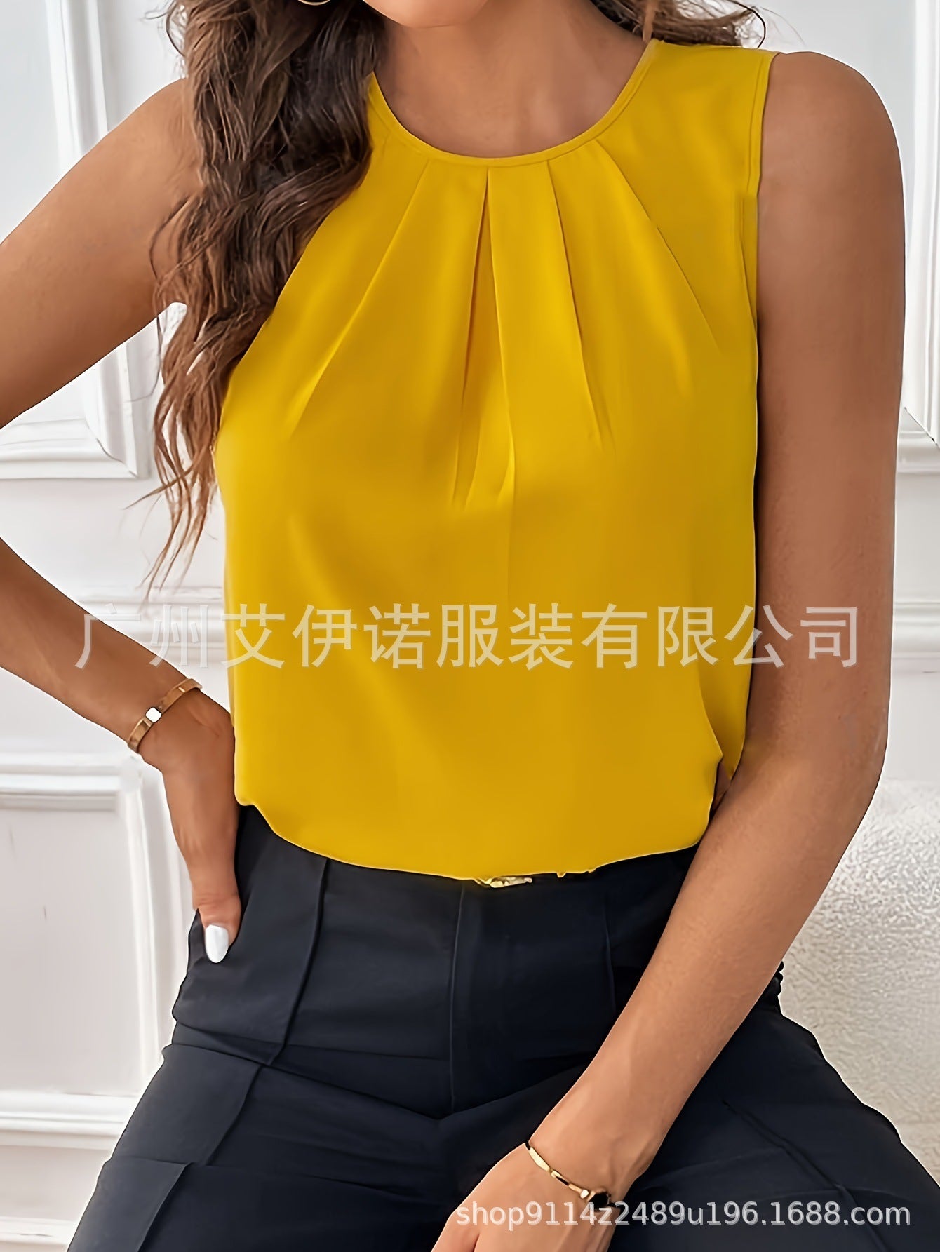 Sleeveless Button Versatile Simple Elegant Shirt Top