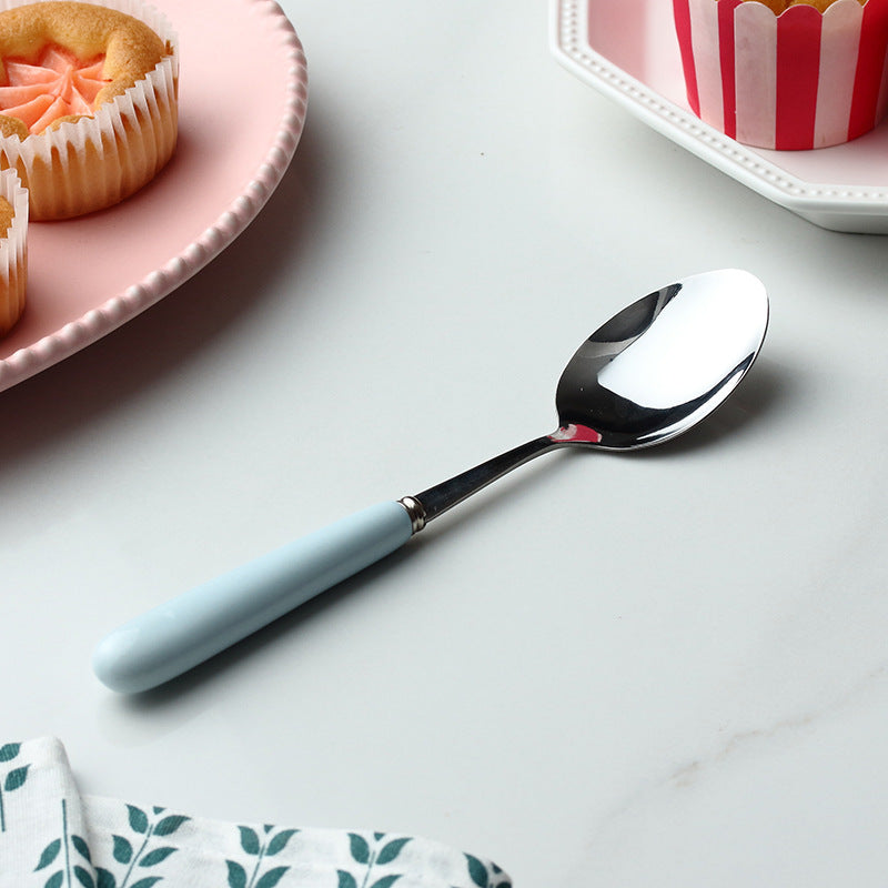 Candy Colored Ceramic Stainless Steel Spoon