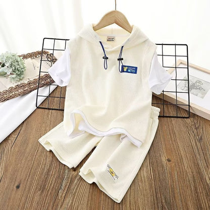 Boy Hooded Casual Short-sleeved T-shirt Thin Shorts