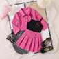 Girls' Suit Autumn Corduroy Coat Short Skirt Sling Three-piece Set