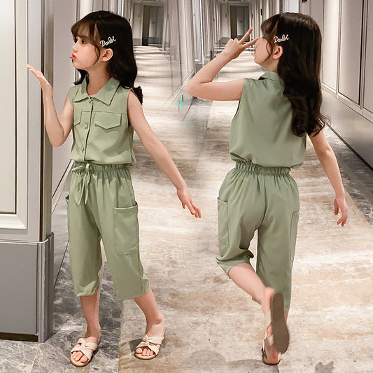 Two-piece Suit Girl Western Style Children Tooling Fashionable Princess