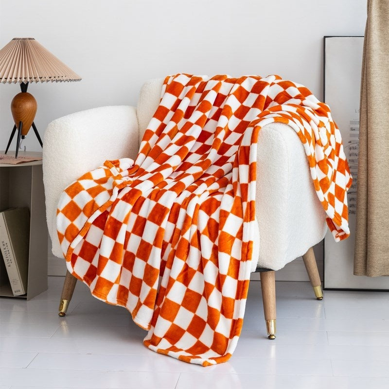 Checkered Flannel Blanket Printed Coral Fleece Thickening Bed Sheet Nap