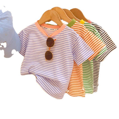 Contrast Color Striped Little Women's Baby Top