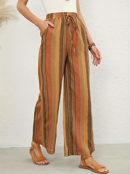 Womens Striped Loose Harem Pants Retro Artistic