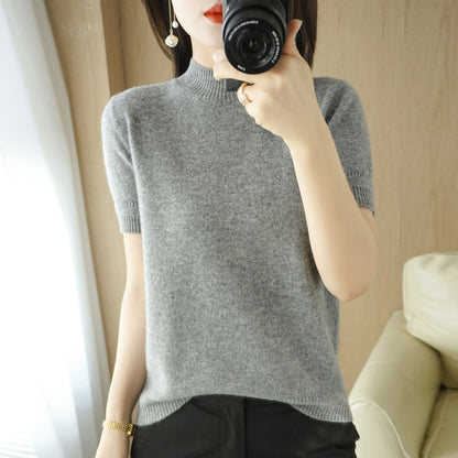 Mock-neck Mid-length Sleeve Lightweight Sweater Women