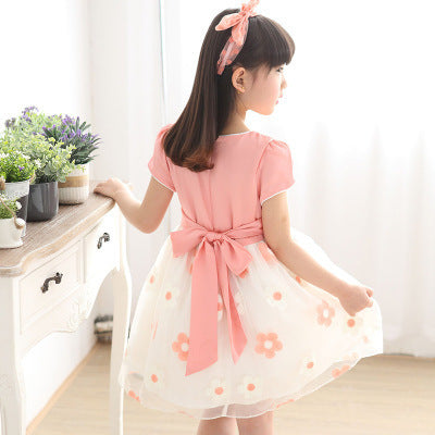 Girl Sun Flower Net Gauze Dress