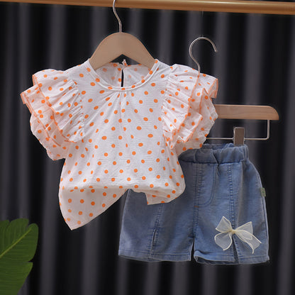 Children's Suit Women's Polka Dot Ruffles