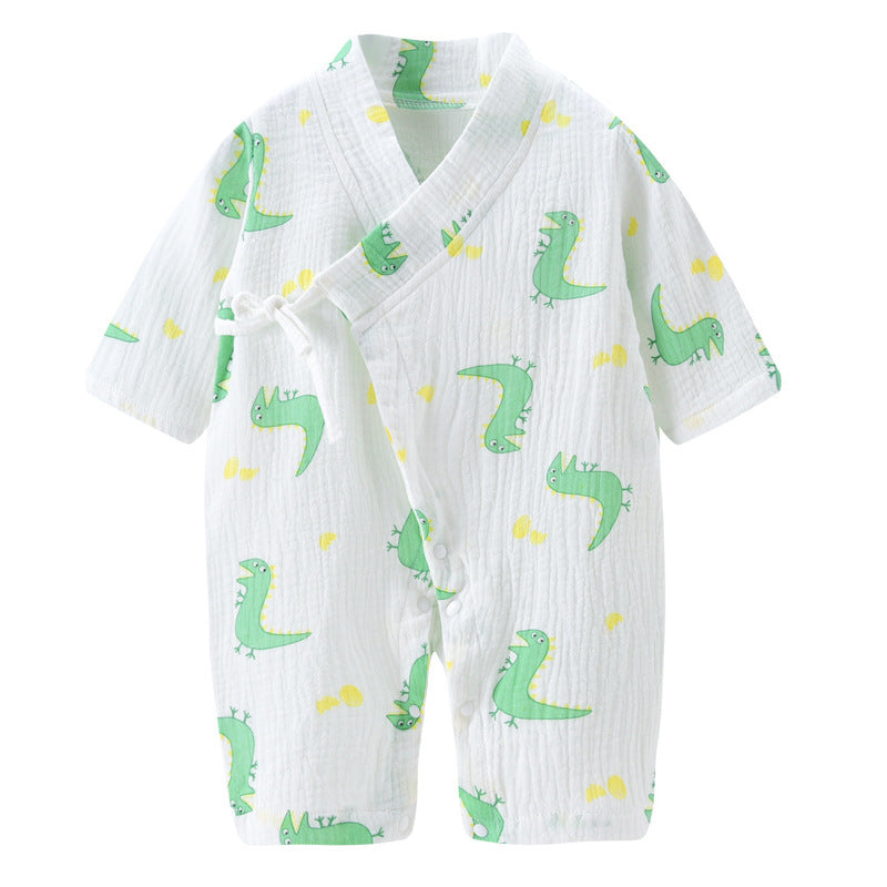 Summer Baby Jumpsuit Long-sleeved Gauze Pajamas