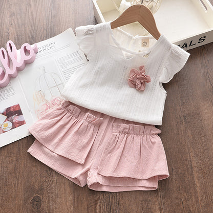 Baby Sleeveless Tank Top And Shorts Two-piece Suit