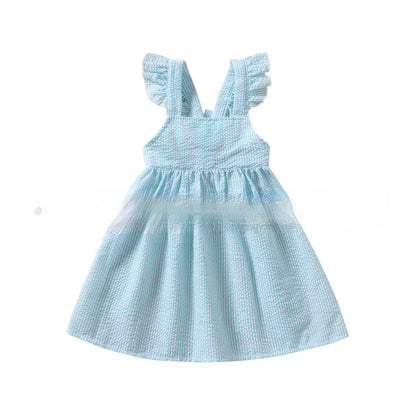 Sleeveless Puffy Spring And Summer Baby Girl Ruffled Dress