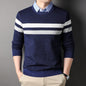 Men's Two Pieces Shirt Collar Striped Sweater